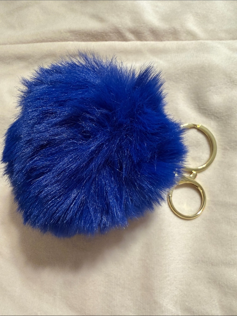 Faux Fur Pom Keychain - Royal Blue